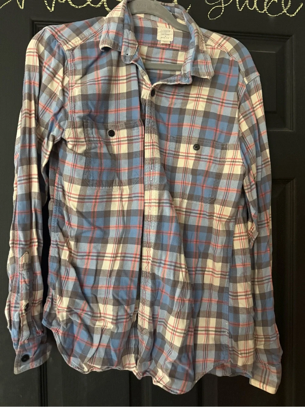 J. Crew Plaid Lightweight Shirt Jacket in Blue, White & Gray